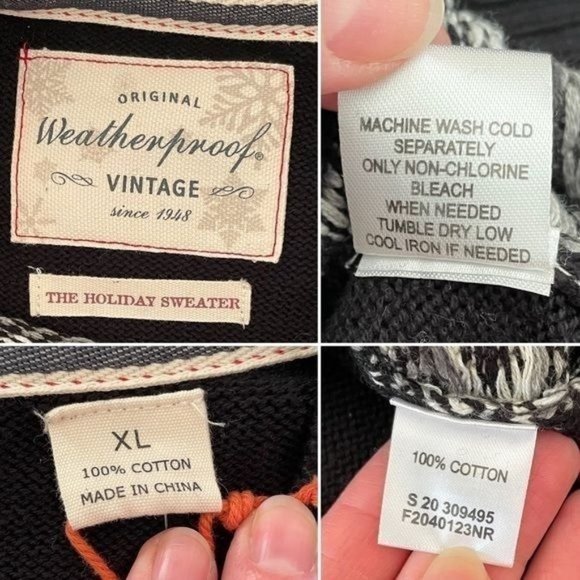 Original Weatherproof Vintage Style Holiday Sweater sz L New 100% Cotton - Picture 8 of 9